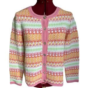 Appleseed Limited Edition Womens Small Petite‎ Crotchet Knit Cardigan Sweater
